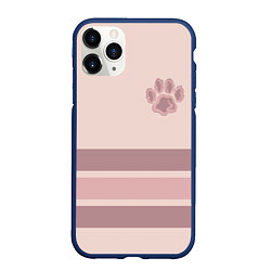 Чехол iPhone 11 Pro матовый Коричневые полосы на кремовом фоне stripes cream c, цвет: 3D-тёмно-синий