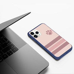 Чехол iPhone 11 Pro матовый Коричневые полосы на кремовом фоне stripes cream c, цвет: 3D-тёмно-синий — фото 2