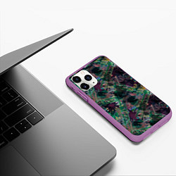 Чехол iPhone 11 Pro матовый Абстрактный гранжевый принт с кляксами и штрихами, цвет: 3D-фиолетовый — фото 2