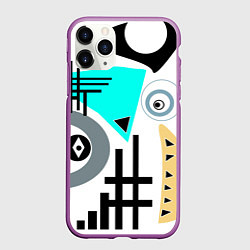 Чехол iPhone 11 Pro матовый Абстрактный современный дизайн, цвет: 3D-фиолетовый