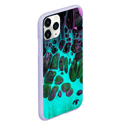 Чехол iPhone 11 Pro матовый Неоновый песок и камни - Голубой, цвет: 3D-светло-сиреневый — фото 2