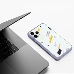 Чехол iPhone 11 Pro матовый Абстрактное Геометрическое Движение Колец и Паралл, цвет: 3D-светло-сиреневый — фото 2