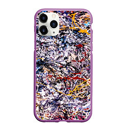 Чехол iPhone 11 Pro матовый Холст забрызганный краской Fashion trend, цвет: 3D-фиолетовый