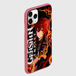 Чехол iPhone 11 Pro матовый Дилюк-полуночный герой, цвет: 3D-малиновый — фото 2