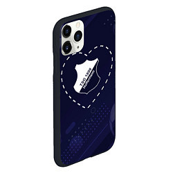 Чехол iPhone 11 Pro матовый Лого Hoffenheim в сердечке на фоне мячей, цвет: 3D-черный — фото 2