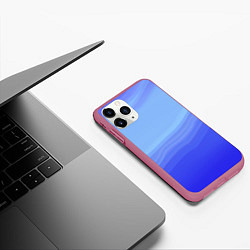 Чехол iPhone 11 Pro матовый Blue abstract pattern, цвет: 3D-малиновый — фото 2