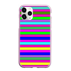 Чехол iPhone 11 Pro матовый Multicolored neon bright stripes