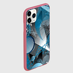 Чехол iPhone 11 Pro матовый Абстрактный серо-синий принт, цвет: 3D-малиновый — фото 2