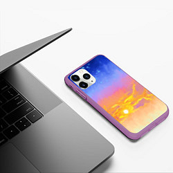 Чехол iPhone 11 Pro матовый Закатное небо и звезды, цвет: 3D-фиолетовый — фото 2