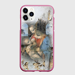 Чехол iPhone 11 Pro матовый Мадонна Литта Леонардо да Винчи Post-art, цвет: 3D-малиновый