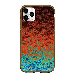 Чехол iPhone 11 Pro матовый Turquoise brown abstract marble pattern