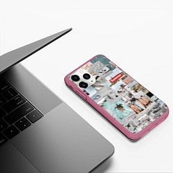 Чехол iPhone 11 Pro матовый Aloha surfing, цвет: 3D-малиновый — фото 2