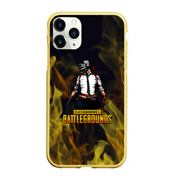 Чехол iPhone 11 Pro матовый PlayerUnknowns Battlegrounds жёлтое пламя, цвет: 3D-желтый