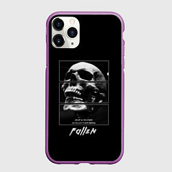 Чехол iPhone 11 Pro матовый Skull with inscriptions, цвет: 3D-фиолетовый