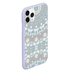 Чехол iPhone 11 Pro матовый Коралловый и серо-голубой, мандала, цвет: 3D-светло-сиреневый — фото 2