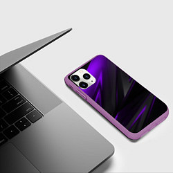 Чехол iPhone 11 Pro матовый Geometry Черный и фиолетовый, цвет: 3D-фиолетовый — фото 2