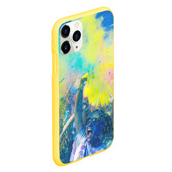 Чехол iPhone 11 Pro матовый Абстрактные краски и люди - Жёлтый, цвет: 3D-желтый — фото 2