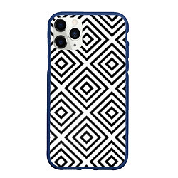 Чехол iPhone 11 Pro матовый Абстрактные геометрические ромбы - Обман зрения, цвет: 3D-тёмно-синий