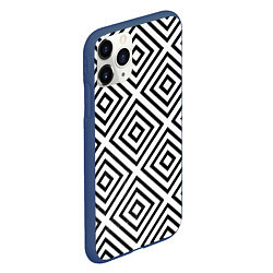 Чехол iPhone 11 Pro матовый Абстрактные геометрические ромбы - Обман зрения, цвет: 3D-тёмно-синий — фото 2