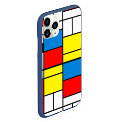 Чехол iPhone 11 Pro матовый Texture of squares rectangles, цвет: 3D-тёмно-синий — фото 2