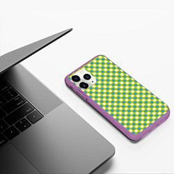 Чехол iPhone 11 Pro матовый Квадратики паттерн, цвет: 3D-фиолетовый — фото 2