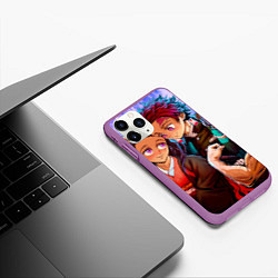 Чехол iPhone 11 Pro матовый Клинок рассекающий демонов - Все в сборе, цвет: 3D-фиолетовый — фото 2