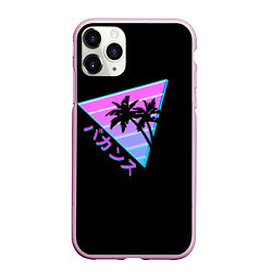 Чехол iPhone 11 Pro матовый Ретро Пальмы Градиент, цвет: 3D-розовый