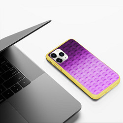 Чехол iPhone 11 Pro матовый Фиолетово-розовый геометрический узор Градиент, цвет: 3D-желтый — фото 2