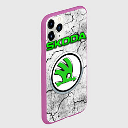 Чехол iPhone 11 Pro матовый ШКОДА - Трещины, цвет: 3D-фиолетовый — фото 2