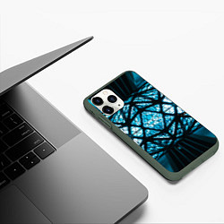 Чехол iPhone 11 Pro матовый Неоновые абстрактные фигуры и фонари - Синий, цвет: 3D-темно-зеленый — фото 2