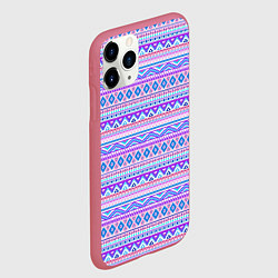 Чехол iPhone 11 Pro матовый Геометрические узоры из линий, цвет: 3D-малиновый — фото 2