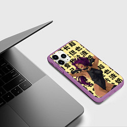 Чехол iPhone 11 Pro матовый Йоруичи Шихоин - БЛИЧ иероглифы, цвет: 3D-фиолетовый — фото 2