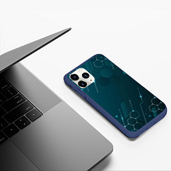 Чехол iPhone 11 Pro матовый Голубой цифровой фон, цвет: 3D-тёмно-синий — фото 2