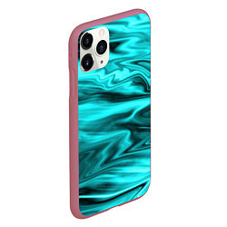 Чехол iPhone 11 Pro матовый Неоновый бирюзовый мраморный узор, цвет: 3D-малиновый — фото 2