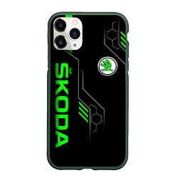 Чехол iPhone 11 Pro матовый SKODA - БРОНЯ БУДУЩЕГО, цвет: 3D-темно-зеленый