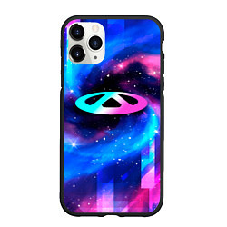 Чехол iPhone 11 Pro матовый Chery неоновый космос, цвет: 3D-черный