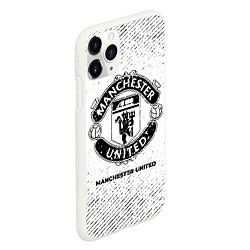 Чехол iPhone 11 Pro матовый Manchester United с потертостями на светлом фоне, цвет: 3D-белый — фото 2