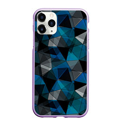 Чехол iPhone 11 Pro матовый Сине-черный геометрический, цвет: 3D-сиреневый