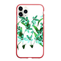 Чехол iPhone 11 Pro матовый Flowers green light, цвет: 3D-красный