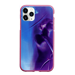 Чехол iPhone 11 Pro матовый Абстрактные краски и тень - Синий, цвет: 3D-малиновый