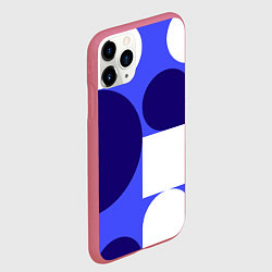 Чехол iPhone 11 Pro матовый Абстрактный набор геометрических фигур - Синий фон, цвет: 3D-малиновый — фото 2