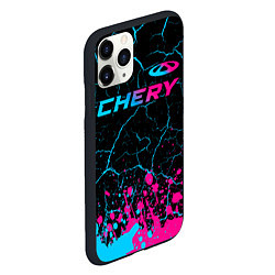 Чехол iPhone 11 Pro матовый Chery - neon gradient: символ сверху, цвет: 3D-черный — фото 2