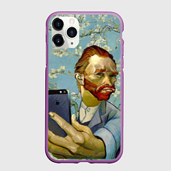 Чехол iPhone 11 Pro матовый Ван Гог Селфи - Арт Портрет, цвет: 3D-фиолетовый