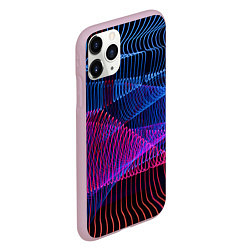 Чехол iPhone 11 Pro матовый Неоновые электронные волнообразные линии, цвет: 3D-розовый — фото 2