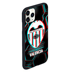 Чехол iPhone 11 Pro матовый Valencia FC в стиле glitch на темном фоне, цвет: 3D-черный — фото 2