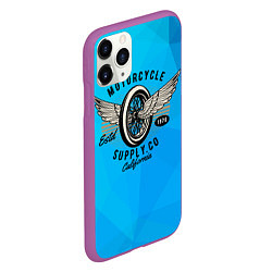 Чехол iPhone 11 Pro матовый Колесо мотоцикла с крыльями, цвет: 3D-фиолетовый — фото 2