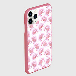 Чехол iPhone 11 Pro матовый Нежные розы - паттерн, цвет: 3D-малиновый — фото 2