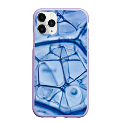Чехол iPhone 11 Pro матовый Абстрактная синяя ледяная броня, цвет: 3D-светло-сиреневый