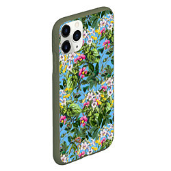 Чехол iPhone 11 Pro матовый Милые Цветы, цвет: 3D-темно-зеленый — фото 2