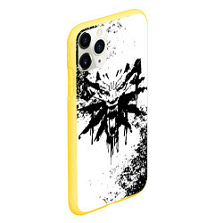 Чехол iPhone 11 Pro матовый The Witcher логотип и краска, цвет: 3D-желтый — фото 2